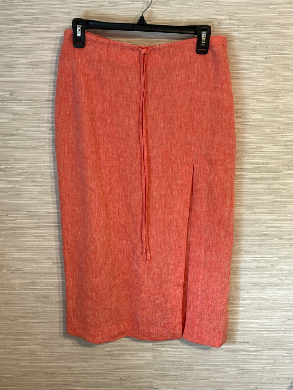 Matthew Bruch 100% Linen Front Slit Midi Skirt Orange Coral Size 3 ~ US 4-6